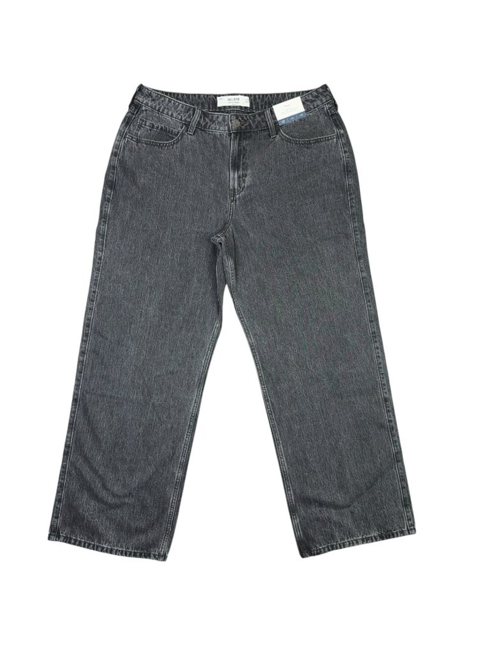 Hollister High Rise Baggy Jeans Womens Size 16 R Black Denim Wide Leg Loose NWT